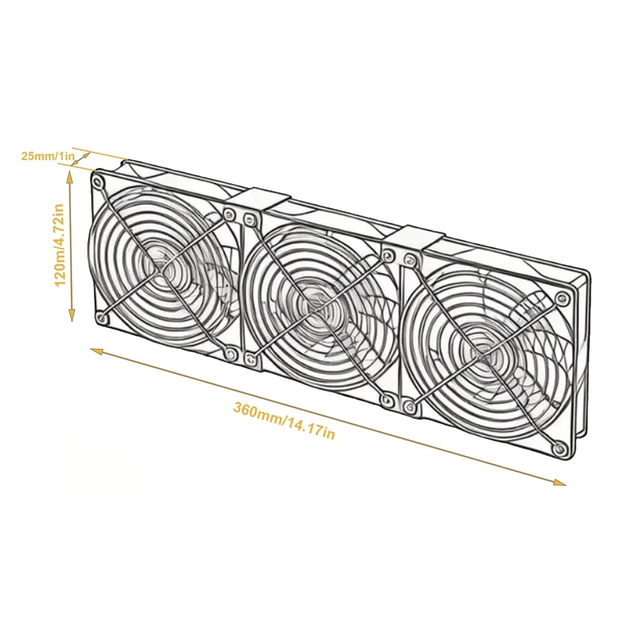 Alt view image 3 of 4 - YOWEE BREEZE Computer Fan 3 x 120mm 12V Big Airflow Brushless Cooling Fan