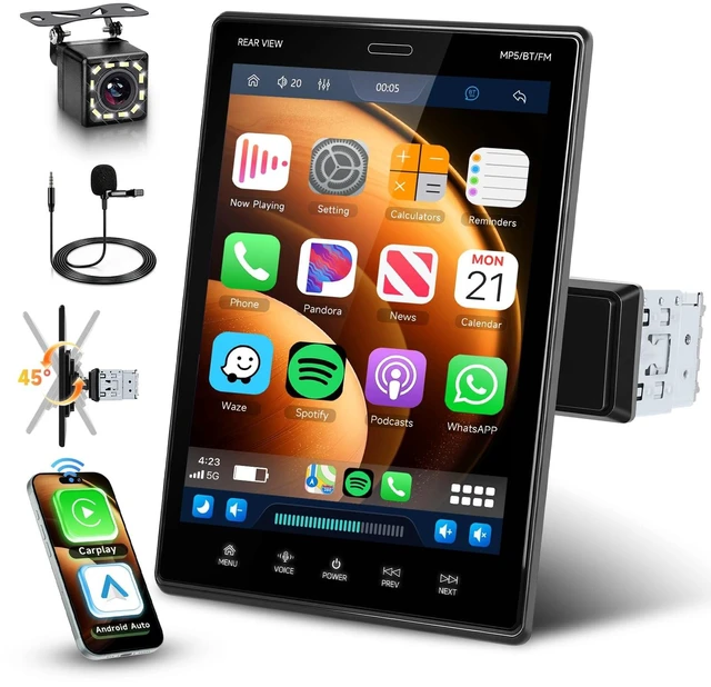Main image of MAHVEC Single Din Car Stereo 9.5" HD IPS Adjustable Screen