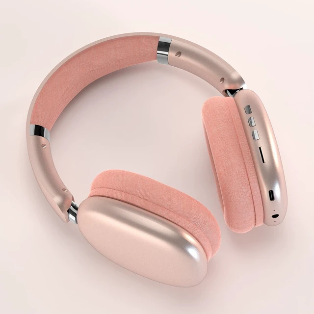 Alt view image 2 of 5 - SUNJOM Mpods Wireless Noise Canceling Headphones Bluetooth 5.3 Over Ear with Microphone, Hi-Res Audio, 48H Playtime, Foldable Comfortable Earpads, Compatible with iOS, Android, PC, Pink