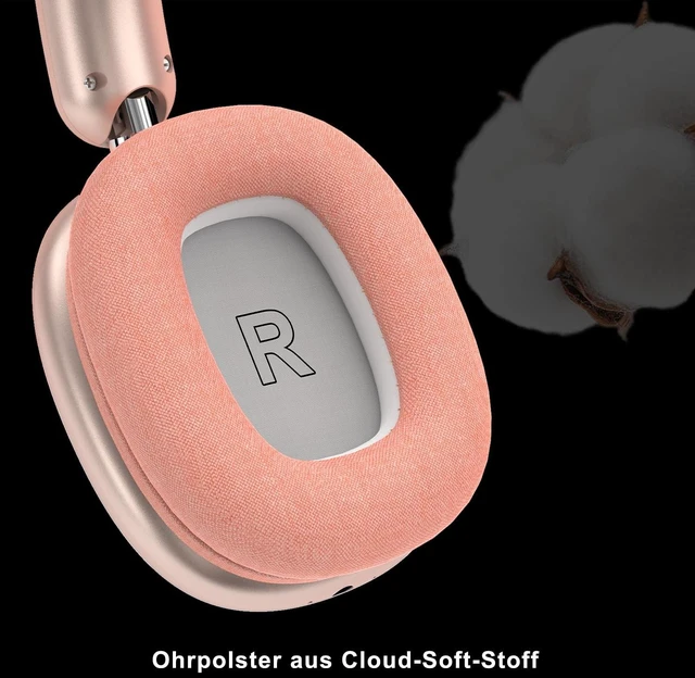 Alt view image 4 of 5 - SUNJOM Mpods Wireless Noise Canceling Headphones Bluetooth 5.3 Over Ear with Microphone, Hi-Res Audio, 48H Playtime, Foldable Comfortable Earpads, Compatible with iOS, Android, PC, Pink