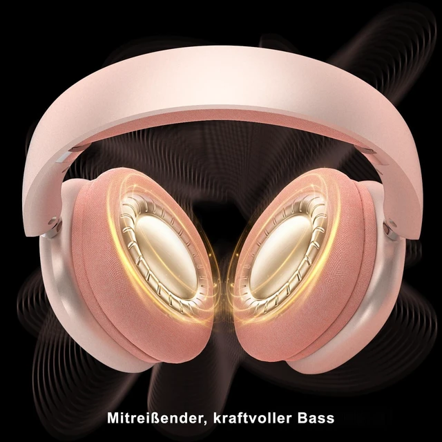 Alt view image 3 of 5 - SUNJOM Mpods Wireless Noise Canceling Headphones Bluetooth 5.3 Over Ear with Microphone, Hi-Res Audio, 48H Playtime, Foldable Comfortable Earpads, Compatible with iOS, Android, PC, Pink
