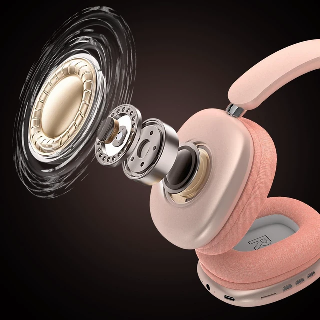 Alt view image 5 of 5 - SUNJOM Mpods Wireless Noise Canceling Headphones Bluetooth 5.3 Over Ear with Microphone, Hi-Res Audio, 48H Playtime, Foldable Comfortable Earpads, Compatible with iOS, Android, PC, Pink