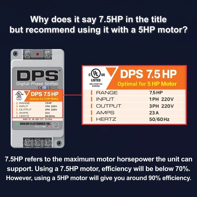Alt view image 4 of 5 - American DPS Digital Phase Converter 7.5HP, Single to 3 Phase, 23A 200-240V