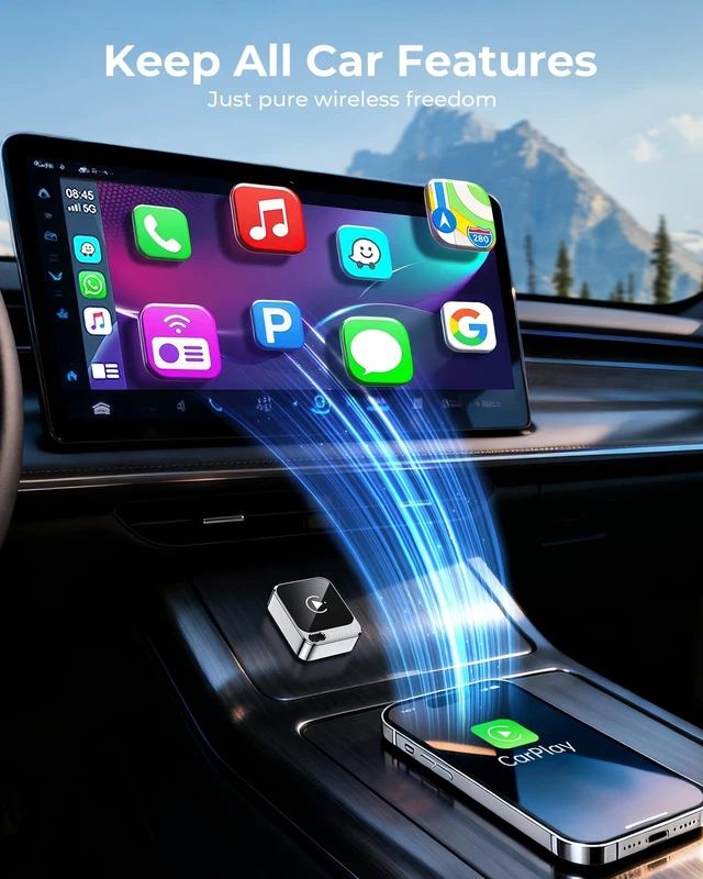 Alt view image 3 of 5 - Jemluse Wireless CarPlay Adapter for Apple, Mini Car Play Dongle for iPhone iOS 10+, Plug & Play for Cars from 2016+ w/USB-C, Works with CarPlay-Enabled Marine Stereo Receivers & Head Units