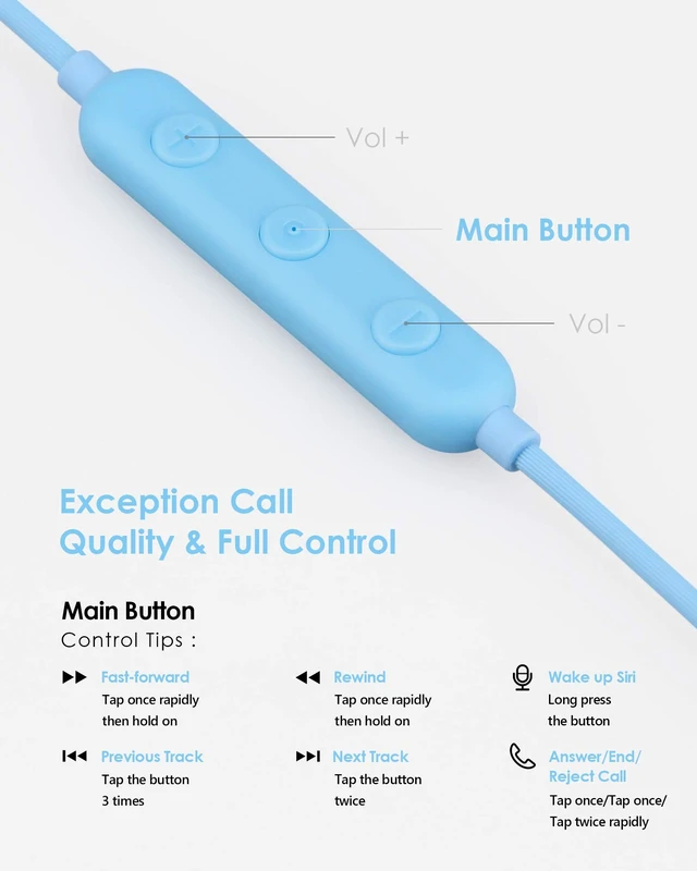 Alt view image 5 of 5 - PALOVUE Lightning Earbuds with Microphone, MFi Certified, Blue