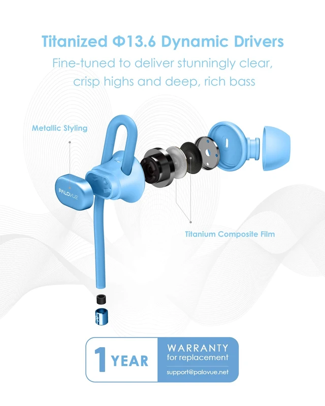 Alt view image 4 of 5 - PALOVUE Lightning Earbuds with Microphone, MFi Certified, Blue