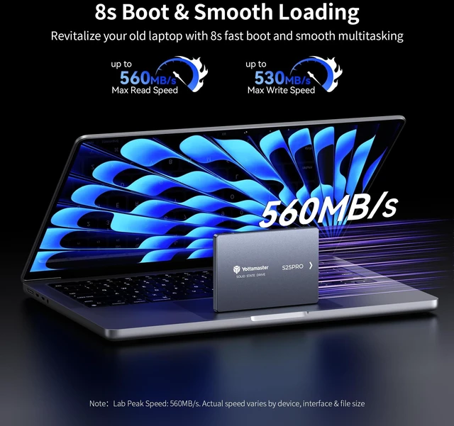 Alt view image 2 of 5 - Yottamaster S25PRO 512GB 2.5" SATA III SSD, Aluminum Internal Solid State Drive for Efficient Heat Dissipation, Read Speed Up to 560 MB/s, SSD Upgrade Replacement for Laptop Desktop Computer