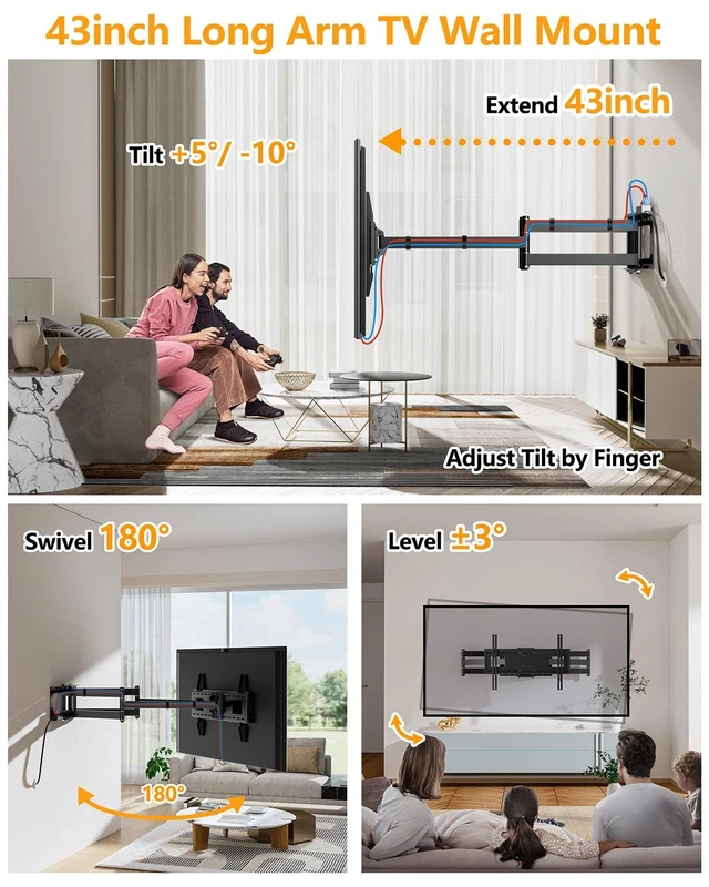 Alt view image 5 of 5 - FORGING MOUNT Long Arm TV Wall Mount Heavy Duty TV Mount for 50"-100" TVs