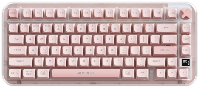 Main image of AUSDOM K75pro Wireless Gaming Creamy Keyboard, Tri-Mode BT/2.4G/USB-C Computer Keyboard, RGB Backlit Media Knob Creamy Keyboard, Pink