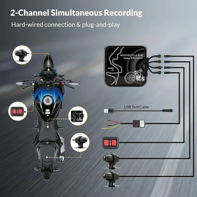 Alt view image 5 of 5 - VSYSTO 2K Motorcycle Dash Cam Front and Rear, 1440P Camera with 5G WiFi