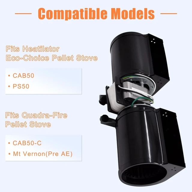 Alt view image 2 of 5 - Criditpid Replacement SRV7000-108 Convection Blower Fan for Heatilator Eco-Choice CAB50 & PS50, Quadra-fire Mt Vernon (Pre AE) Pellet Stove.