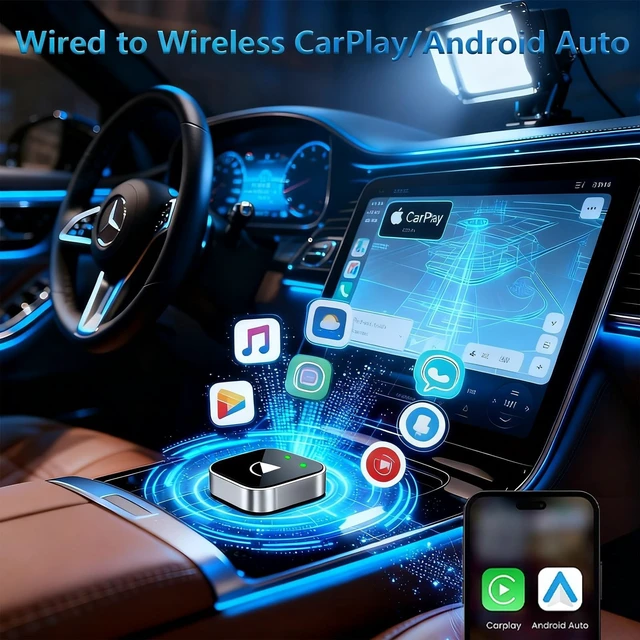 Alt view image 2 of 5 - 2-in-1 Wireless CarPlay & Android Auto Adapter, Universal Fit for Most Cars, Wireless Connection, Plug & Play iOS/Android