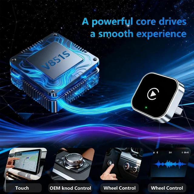 Alt view image 5 of 5 - 2-in-1 Wireless CarPlay & Android Auto Adapter, Universal Fit for Most Cars, Wireless Connection, Plug & Play iOS/Android