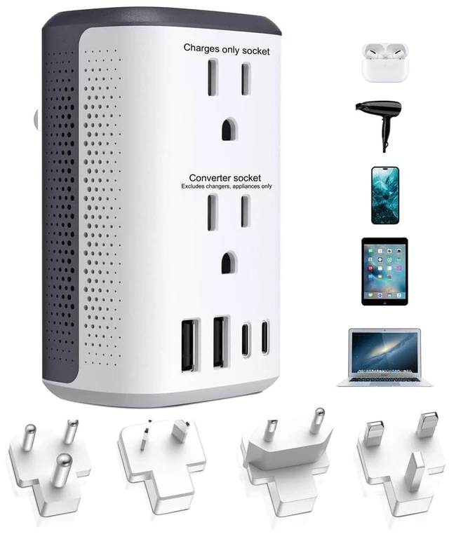 Main image of Voltage Converter Us to Europe, 220v to 110v Power Converter Combo, Step Down European, European Plug Converter 2300w Travel Adapter Worldwide, Travel Adapter Worldwide.