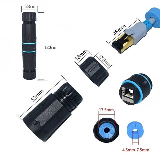 Alt view image 2 of 5 - AUSGLEIFEN 5PCS RJ45 Coupler Waterproof Connector IP68 Waterproof Ethernet Outdoor LAN Cable Connector for Cat5/Cat5e/Cat6/Cat7 Ethernet Cable, Shielded Female to Female Waterproof Ethernet Coupler