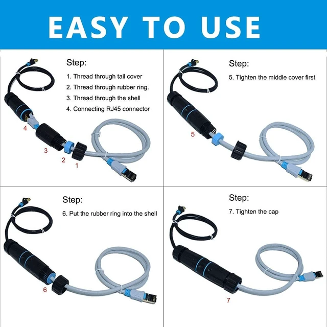 Alt view image 3 of 5 - AUSGLEIFEN 5PCS RJ45 Coupler Waterproof Connector IP68 Waterproof Ethernet Outdoor LAN Cable Connector for Cat5/Cat5e/Cat6/Cat7 Ethernet Cable, Shielded Female to Female Waterproof Ethernet Coupler