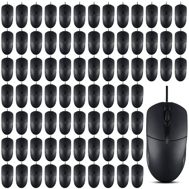 Main image of WYQQXZYKJ 80 Pack Wired USB Silent Computer Mouse Bulk, 3 Button 1000 DPI Corded Mice for Laptop Desktop Home Office School Lab PC Gaming