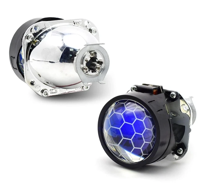 Main image of YUFANYA 2.5 Inch Blue Honeycomb Bixenon Projector Lens Mini H1 Car with Red Devil Eyes Fit for H4 H7 Car Motorcycle Retrofit