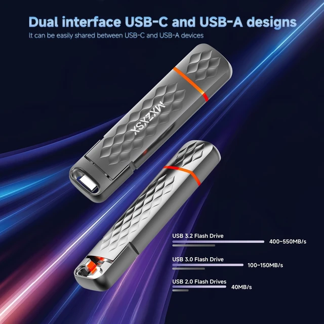 Alt view image 5 of 5 - MXZXSX 512GB External SSD Thumb Drive Up to 550MB/s USB Flash Drive,USB 3.2 + Type C, for iPhone 15/16/PS4/Android Phone/Tablet/Windows/Mac, Zinc Alloy Body