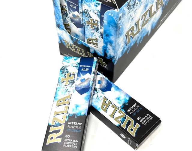 Main image of Rizla Polar Blast Extra Slim Filter Tips, Crushball Mint Flavour Blast Full Box Of 24 Packs