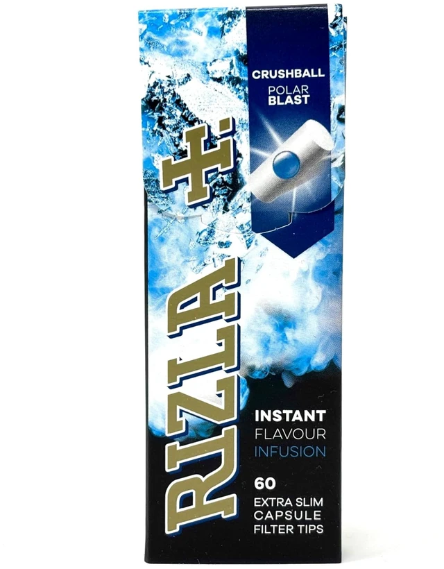 Alt view image 5 of 5 - Rizla Polar Blast Extra Slim Filter Tips, Crushball Mint Flavour Blast Full Box Of 24 Packs