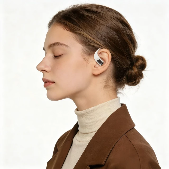 Alt view image 4 of 5 - PDSKEPZ Open Ear Earbuds, IPX4 Waterproof Running Headphones for Gym Beige, Bluetooth 5.4 Wireless Earphones, 48H Playtime, Lightweight Earbuds with Ear Hooks