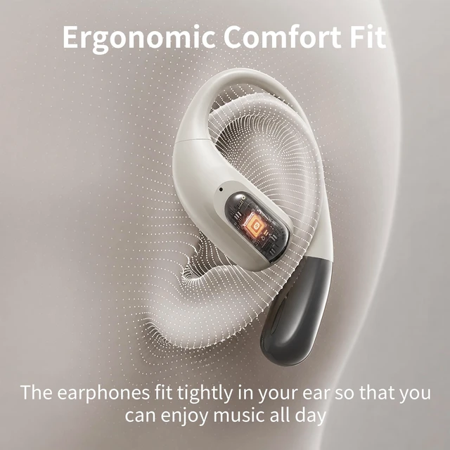 Alt view image 3 of 5 - PDSKEPZ Open Ear Earbuds, IPX4 Waterproof Running Headphones for Gym Beige, Bluetooth 5.4 Wireless Earphones, 48H Playtime, Lightweight Earbuds with Ear Hooks
