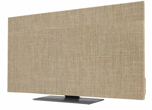 Main image of TV Cover 75'', Vintage Brown Elastic Stretch TV Screen Dust Cover Indoor, Farmhouse Retro Solid Color Linen Texture Washable Anti-Dust Protector Covers, Universal Fit for Flat Curved LED LCD TVs