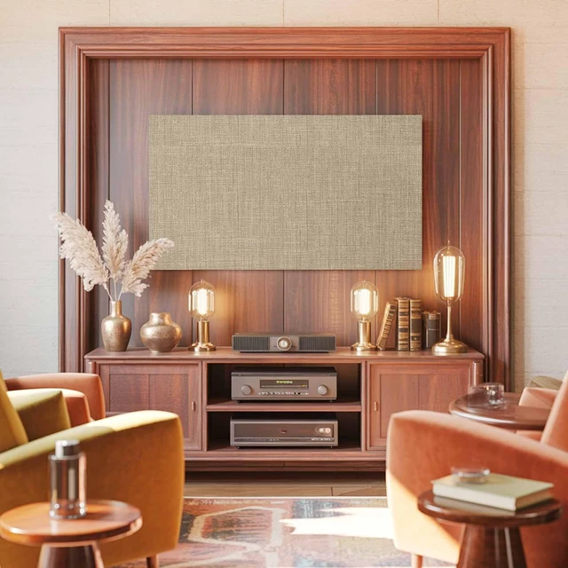 Alt view image 3 of 5 - TV Cover 75'', Vintage Brown Elastic Stretch TV Screen Dust Cover Indoor, Farmhouse Retro Solid Color Linen Texture Washable Anti-Dust Protector Covers, Universal Fit for Flat Curved LED LCD TVs