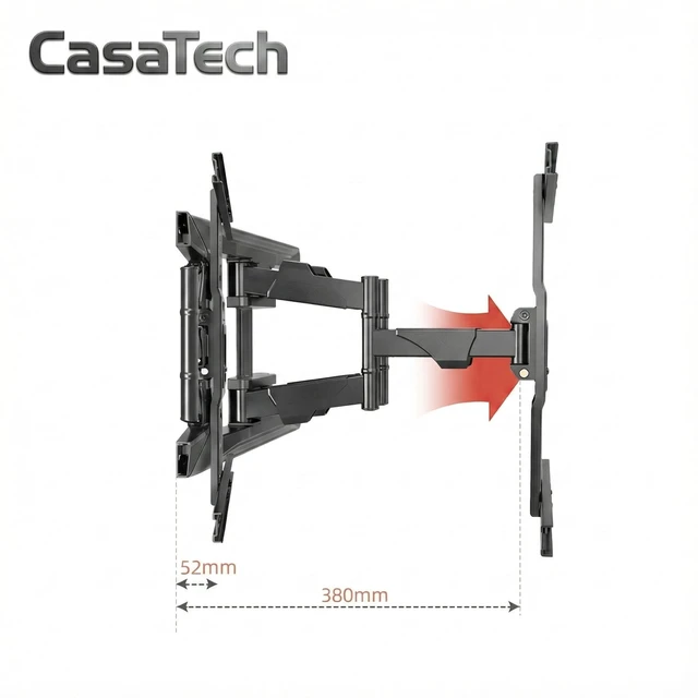 Alt view image 5 of 5 - CasaTech Full Motion TV Wall Mount for 45-75 Inch TVs, Retractable Articulating Bracket with Tilt, Swivel & Extension, Holds Up to 100 lbs, Fits VESA 200x200 to 600x400 mm