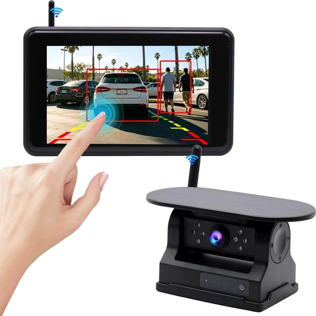 Main image of Magnetic Solar Wireless Backup Camera with AI Detection Alert 5 1080P HD