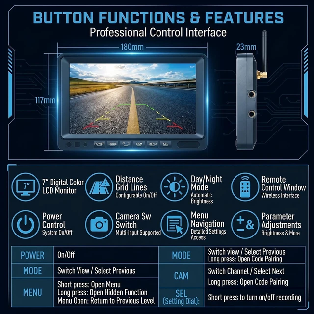 Alt view image 4 of 5 - Heavy Equipment Backup Camera for Tractor,Truck,Excavator,Skid Steer
