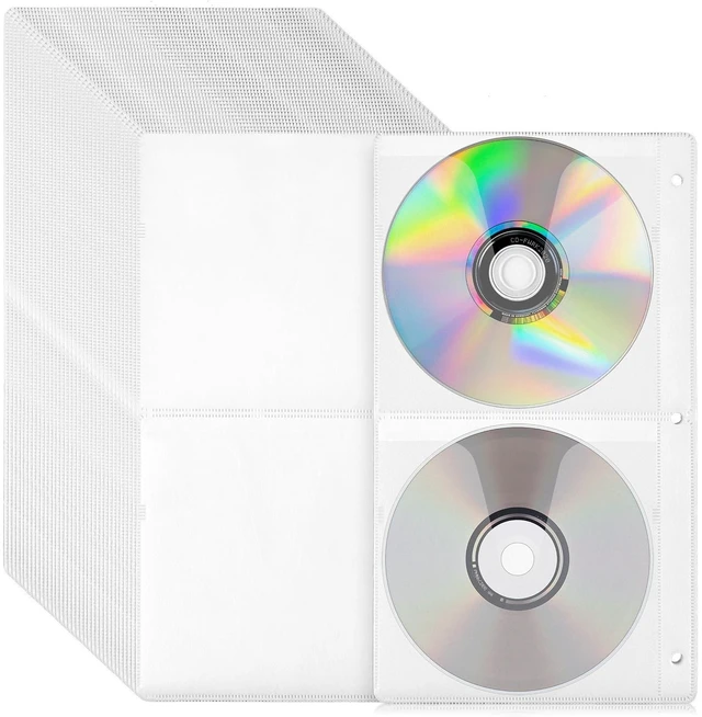 Main image of 200 Pieces CD Covers Clear Plastic Made of Polypropylene with Non-Woven Fabric, DVD Plastic Sleeves Clear Suitable 3 Rings CD Sleeves Binder Pages for DVD Storage Binders