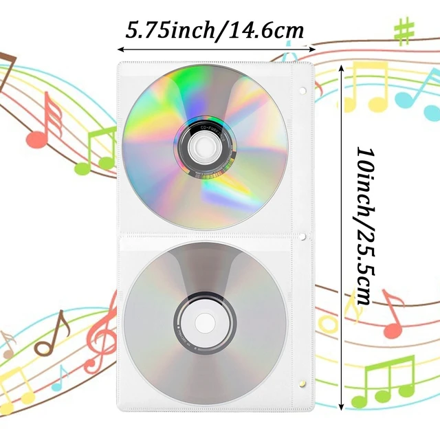 Alt view image 2 of 5 - 200 Pieces CD Covers Clear Plastic Made of Polypropylene with Non-Woven Fabric, DVD Plastic Sleeves Clear Suitable 3 Rings CD Sleeves Binder Pages for DVD Storage Binders