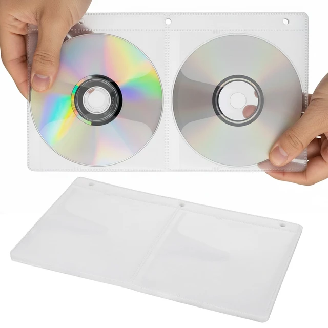 Alt view image 4 of 5 - 200 Pieces CD Covers Clear Plastic Made of Polypropylene with Non-Woven Fabric, DVD Plastic Sleeves Clear Suitable 3 Rings CD Sleeves Binder Pages for DVD Storage Binders