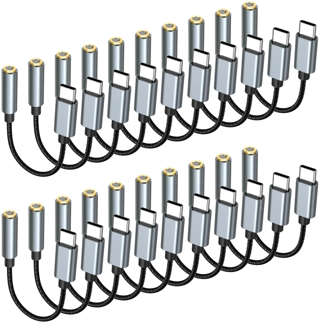 Main image of USB C to 3.5mm Headphone Jack Adapter 20-Pack,USBC to AUX Audio HiFi Dongle