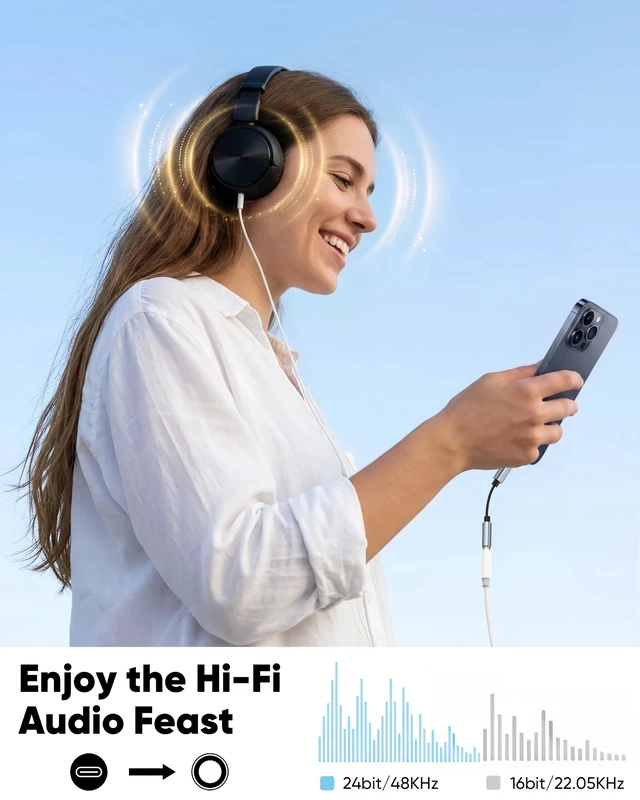Alt view image 2 of 5 - USB C to 3.5mm Headphone Jack Adapter 20-Pack,USBC to AUX Audio HiFi Dongle
