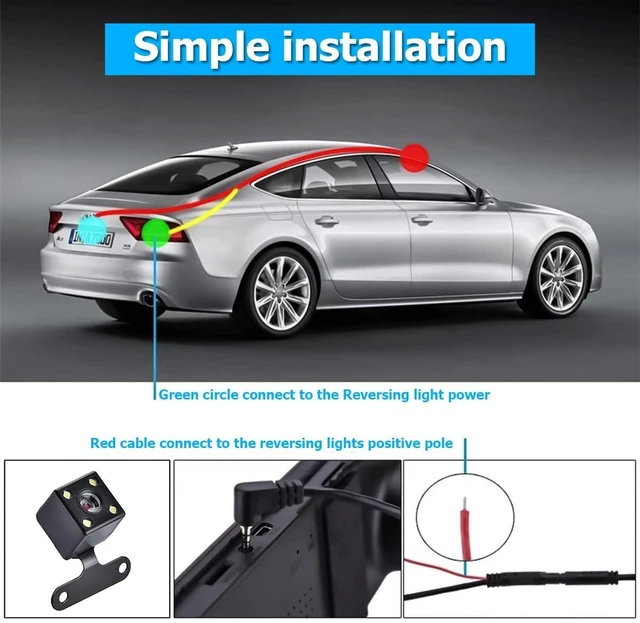 Alt view image 5 of 5 - Mirror Dash Cam for Car, 4.3" Backup Smart Rearview Mirror Camera, Waterproof HD 1080P Front and Rear Wide Angle, Support Dual Cameras, Night Vision, Parking Assistance & Loop Record