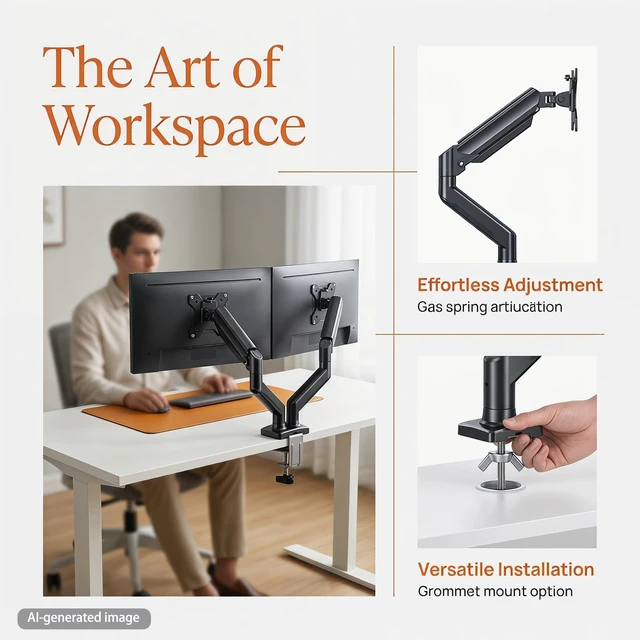 Alt view image 4 of 5 - Miyerva Dual Monitor Stand for 17-32 Inch Computer Screens up to 22lbs