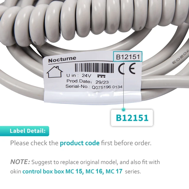Alt view image 3 of 5 - Okin Dewert B.12151 Handset Remote Hand Control Replacement for Hospital Bed Electric Adjustable Beds with 13 pin Connection