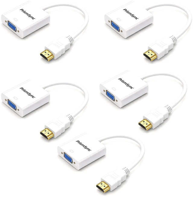 Main image of PrismSync HDMI to VGA Adapter 5-Pack for Laptop to Projector 1080p