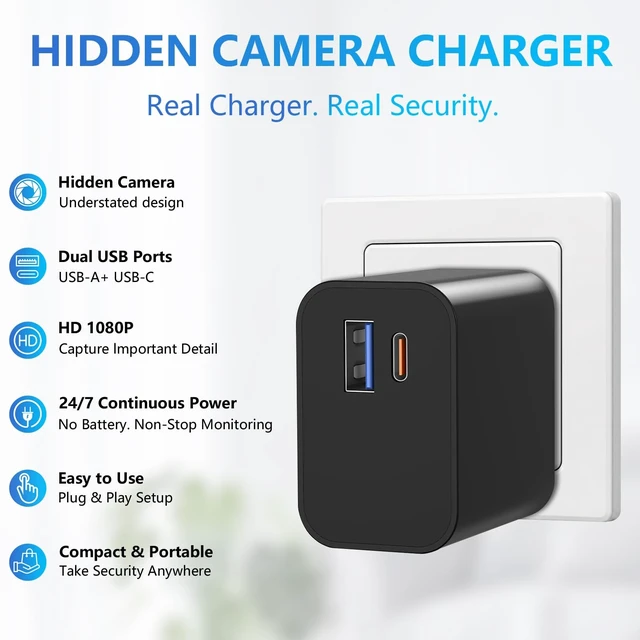 Alt view image 2 of 5 - GVzfxa Hidden Camera Charger 1080P Nanny Cam