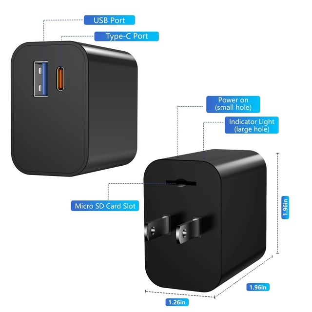 Alt view image 5 of 5 - GVzfxa Hidden Camera Charger 1080P Nanny Cam