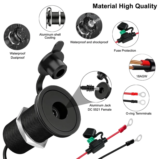 Alt view image 3 of 5 - 12V-48V to 30V 3.5A Waterproof Wall Pass Through Kit for Starlink Mini Power Supply Cable, DC Step Up Converter Power Adapter for RV Camping Battery Pack Boat (10FT/3M O-Ring Battery terminals)