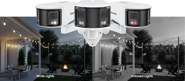 Alt view image 2 of 5 - PAXVIGO 4K 8MP UHD Dua Lens Panoramic PoE IP Security Camera for Outdoor/Indoor Surveillance, Max. 256GB Storage, IP67, Color Night Vision, Microphone, Siren & Alarm, AI Humans & Vehicles-EBF810