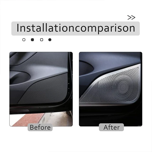 Alt view image 3 of 5 - TongSheng 4PCS Car Door Audio Speaker Cover for Tesla Model 3 2017-2021 Stainless Steel Car Door Speaker Net Decoration Stickers Car Coaxial Speaker Cover Grill Car Door Speaker Cover