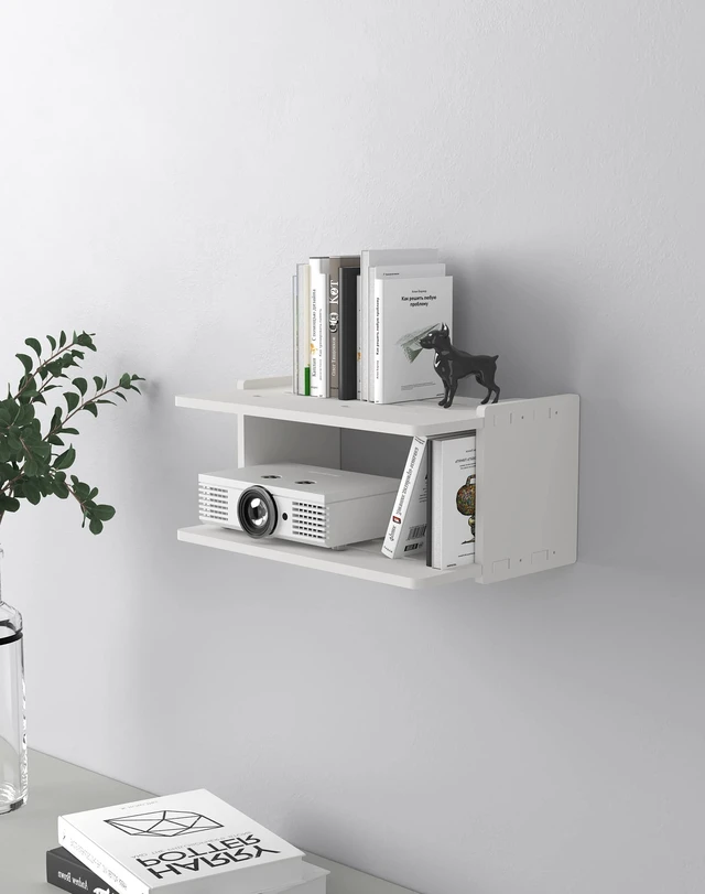 Alt view image 2 of 5 - AREAJD Projector Wall Mount Shelf - Floating Shelf with Holder, White