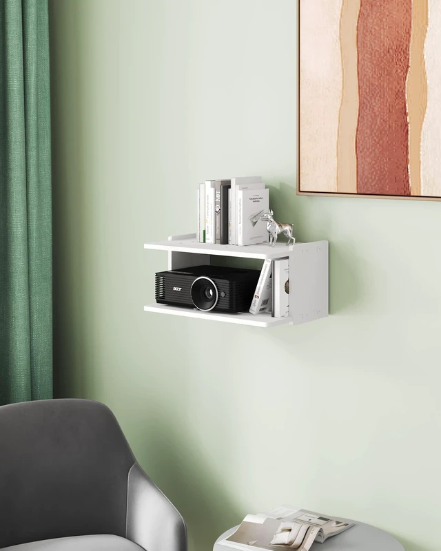 Main image of AREAJD Projector Wall Mount Shelf - Floating Shelf with Holder, White