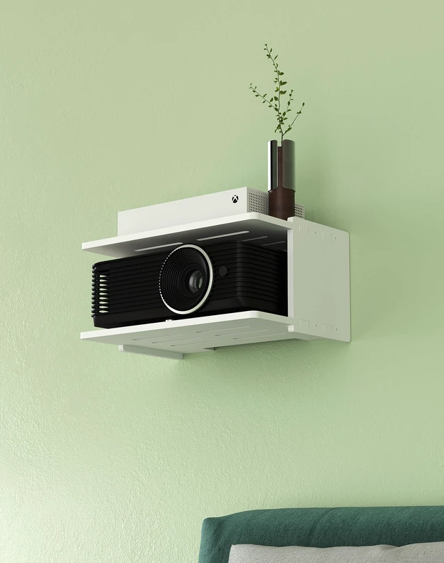 Alt view image 3 of 5 - AREAJD Projector Wall Mount Shelf - Floating Shelf with Holder, White
