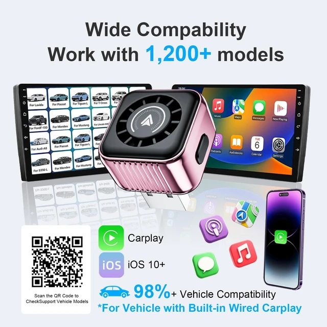 Alt view image 5 of 5 - Wireless Carplay Adapter, Bluetooth Carplay Wireless Adapter Car Play